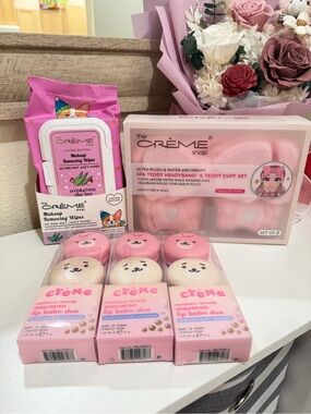 BUNDLE! BUNDLE! the CRÈME Shop Pink Teddy Headband & Skincare Set